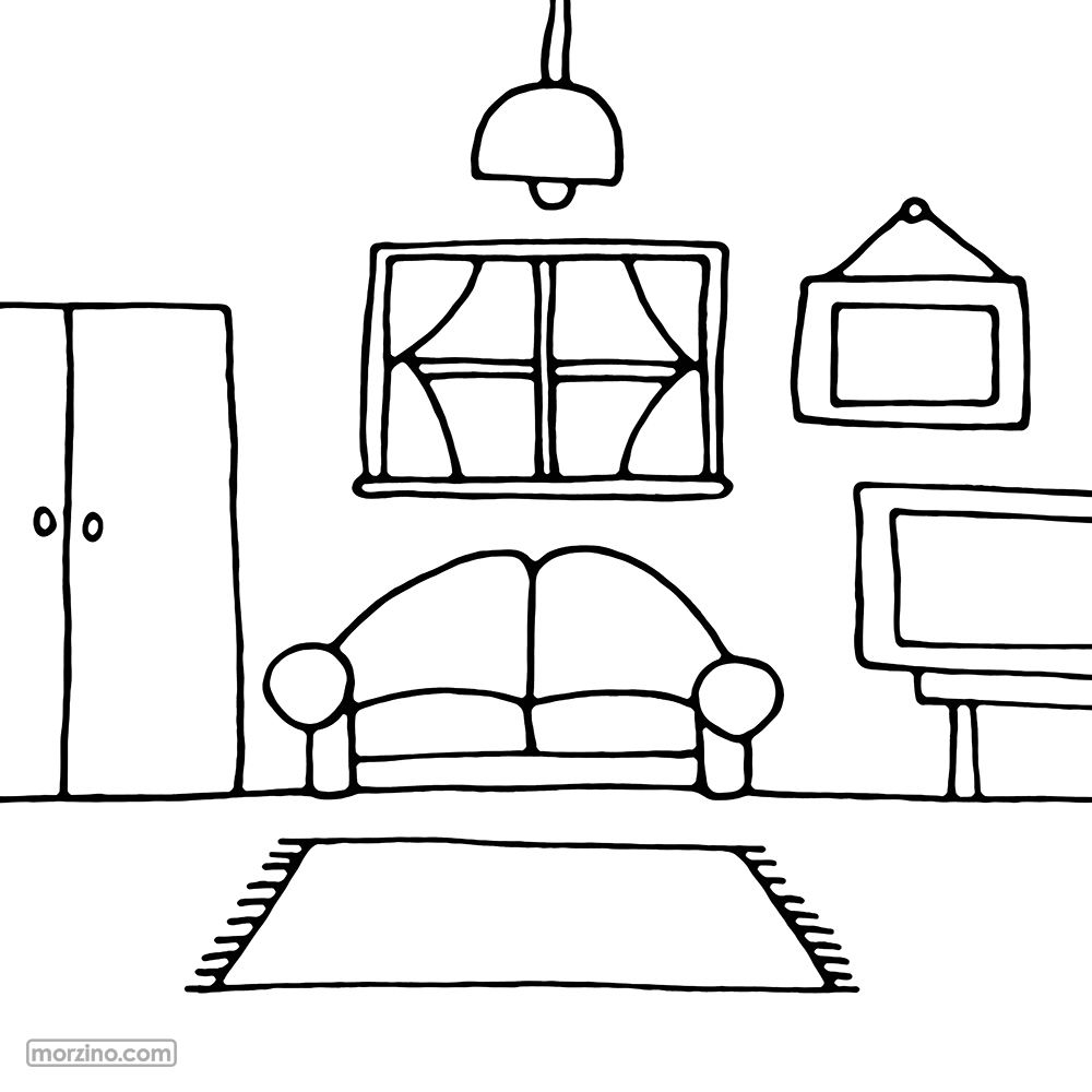 Ausmalbild: Wohnzimmer